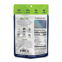 Load image into Gallery viewer, The back of the chili lime bag. The ingredients are beef, vinegar, salt, coriander, chili pepper, lime juice powder, rosemary and black pepper. 